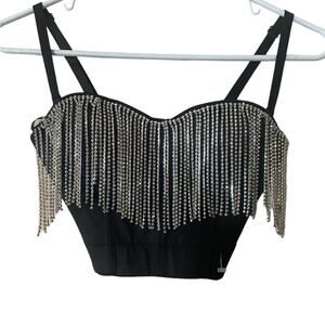 Say What black corset bustier rhinestone top size XS